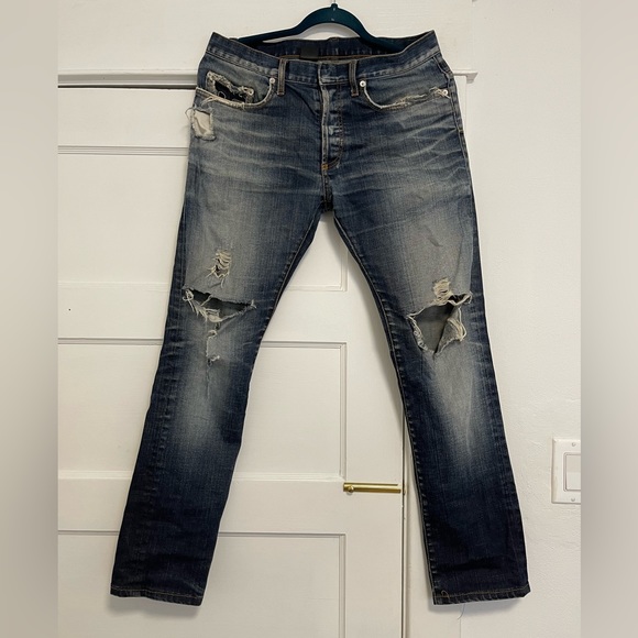 EUC Men’s Size 30 (30” X 30”) Christian Dior Homme Distressed Denim Blue Jeans - Picture 4 of 12